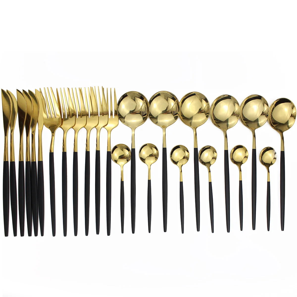 24 шт золотой набор посуды 304 из нержавеющей стали столовых приборов столовые
