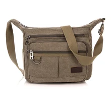Retro Travel mens Shoulder Bag Flip Solid Color Casual Messenger Canvas Fashion Zipper Multifunctional Male Crossbody Bag