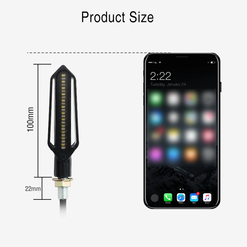 

2PC Motorcycle Turn Signals 24LED Flowing Water Flashing Blinker Braking Stop Signals/Running Tail Light DRL Flasher for Honda