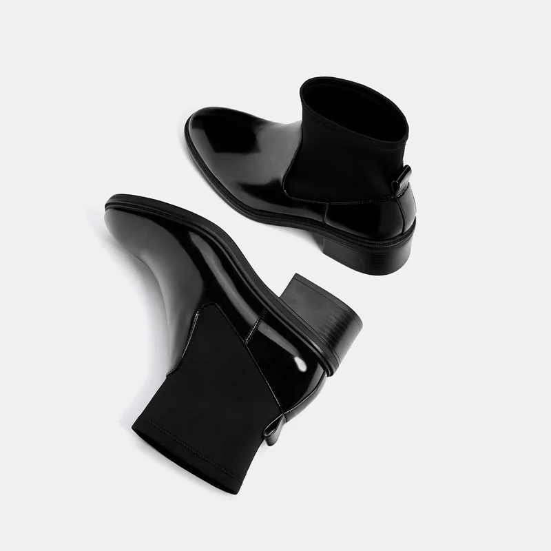 Платье-Оксфорд без шнуровки Стрейчевые женские ботильоны с круглым носком из