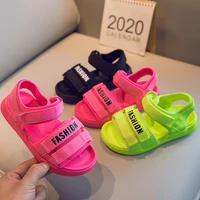 childrens sandals 2021 new korean wide summer boys shoes kids girls mesh colorful hook loop rubber beach sandals shoes students