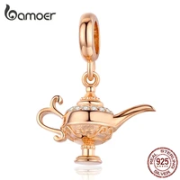 bameor charms 925 aladdins lamp pendant charm fit original silver bracelets rose color magic design diy jewelry scc703