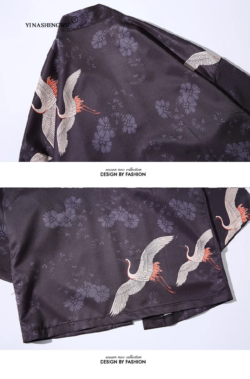 Yukata Женские кимоно кардиган для мужчин традиционное японское кимоно унисекс Harajuku пляжная свободная тонкая рубашка кран печати блузки пальто