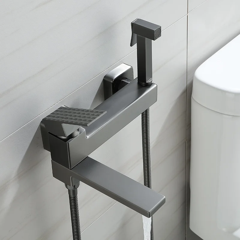 Bathroom Tub Faucet Single Handle wall mounted Tap with Hand Shower Triple Bathtub Hot and Cold Water Mixer |