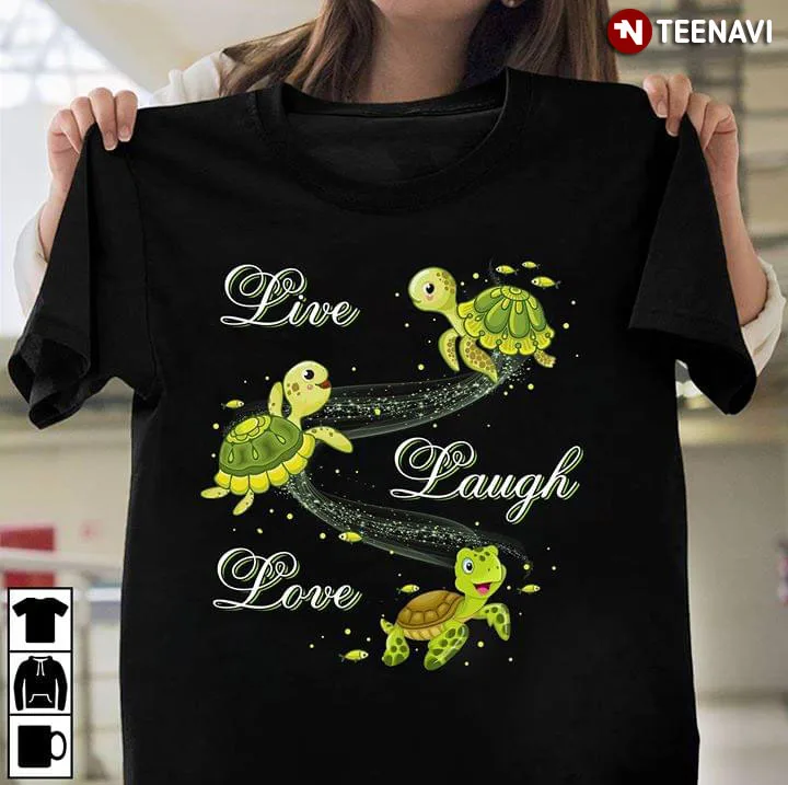 Футболка с надписью Live laughe Love Turtle|Мужские футболки| |