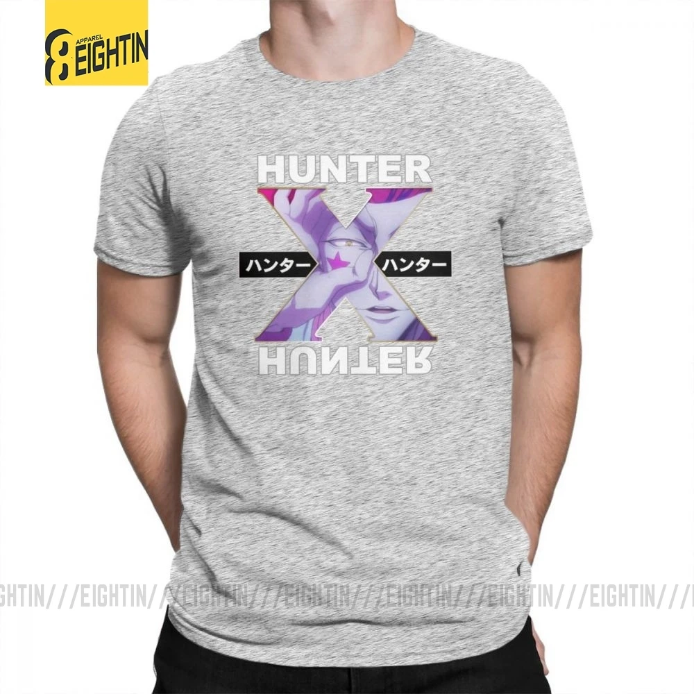 Hunter X Hunter футболки Hisoka очищенные хлопковые футболки с круглым воротником классические уличные футболки с коротким рукавом мужские комиксы плюс - Цвет: Серый