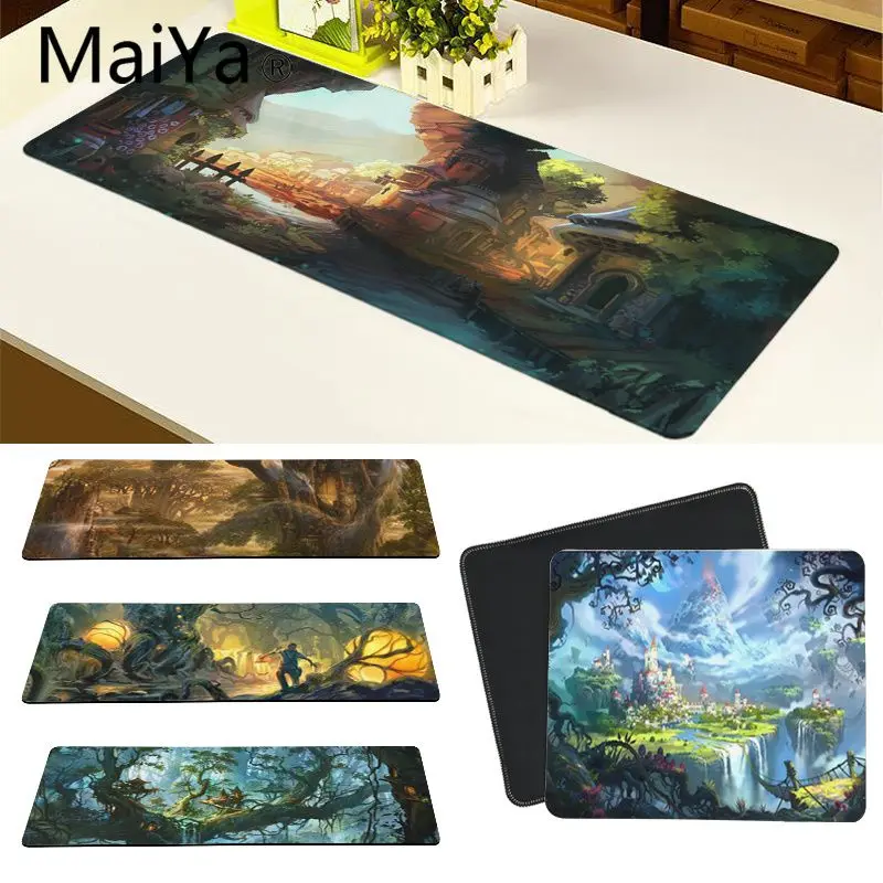 Maiya высокое качество аниме фантазия город дерево индивидуальный игровой коврик