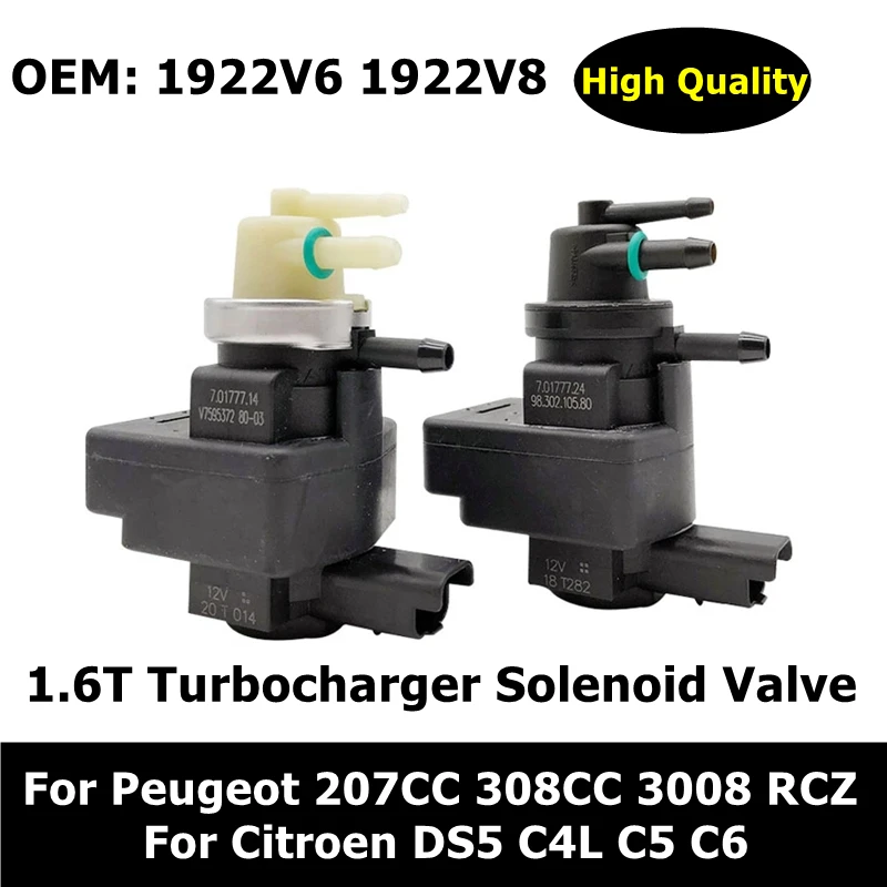 

1922V6 1922V8 Car Accessories Turbocharger Solenoid Valve For Peugeot 207CC 308CC 3008 4008 RCZ 1.6T For Citroen DS5 C4L C5 C6