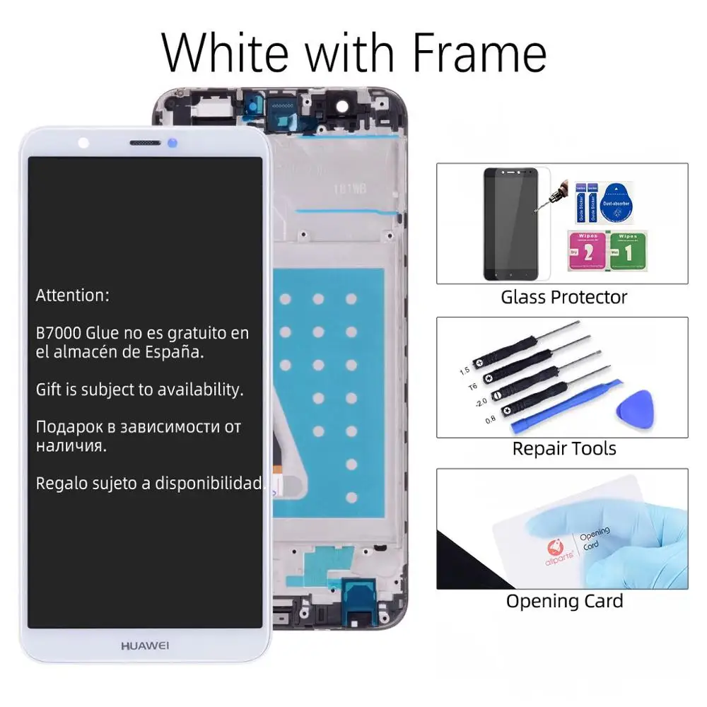 Экран для HUAWEI P Smart LCD в сборе с тачскрином на рамке черный белый синий золото FIG LX1 FIG-LX1 FIG-LX3 - Цвет: White with Frame