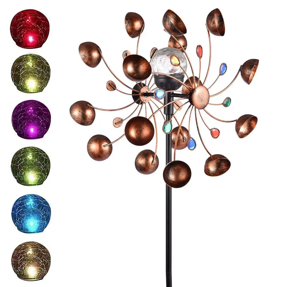 

Wind Spinners For Garden Metal Stake Garden Windmill Solar Powered Color Colourful Wind Spinner Home Garden Decor Yard Kids Toy