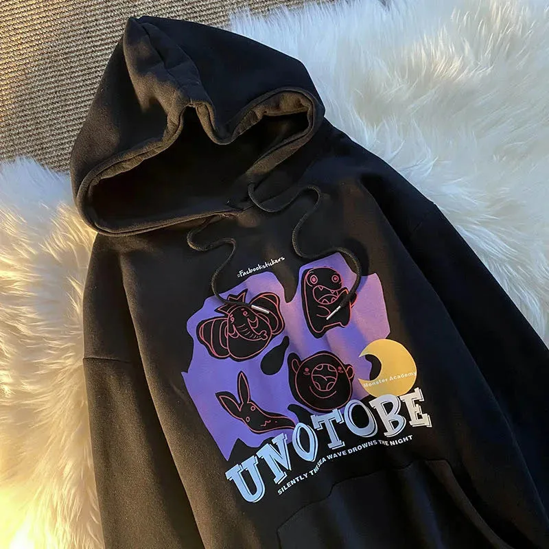 

Свитшот женский Повседневный осенний, уличная одежда в стиле гранж, смешные Топы в стиле Харадзюку, толстовка с мультяшным принтом в стиле п...