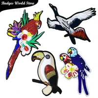 animal decorative sequins patch crane bird icon embroidered applique patches for diy iron on badges stickers on the clothes