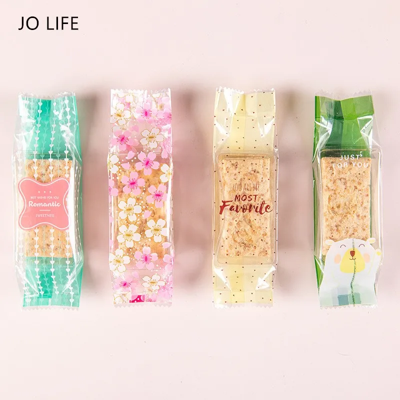 

JO LIFE 50pcs Cartioon Hand-Made Sugar Nougat Bag Candy Packaging Transparent Lovely Crispy Cake Baking Gift Bags