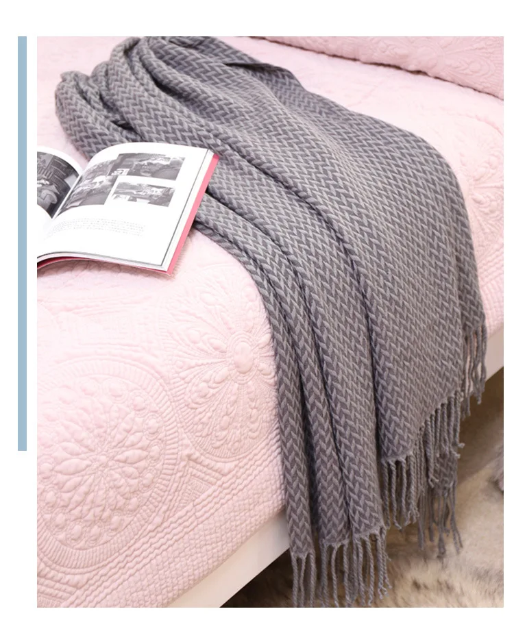 en Ucuz Kapalı/açık Makine Yıkama Atma Battaniye Kaşmir Battaniye şal Kapak Sandalye Kanepe Plaj Yatağı Kuyruk Havlu Dekoratif Battaniye