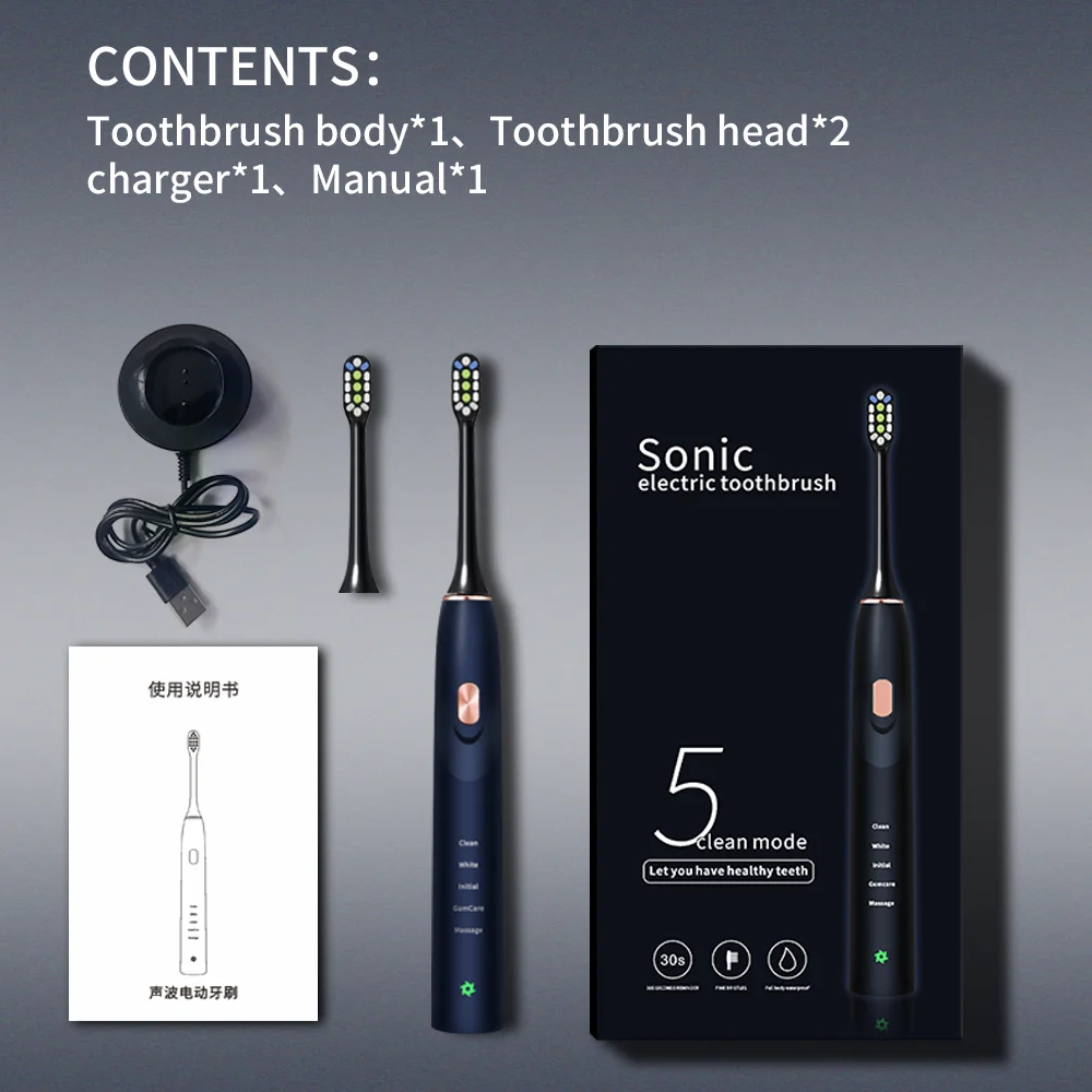 Sonic Electric Toothbrush Ipx7 Waterproof Adults Oral Cleaning Whitening Teeth tooth brush | Бытовая техника
