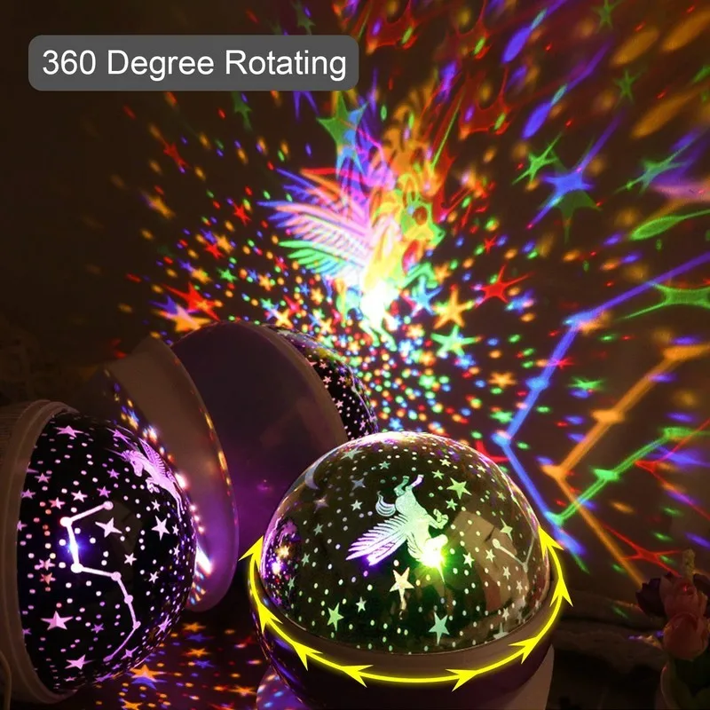 Дропшиппинг Единорог звезда Луна проектор светодиодный ночник 360 градусов