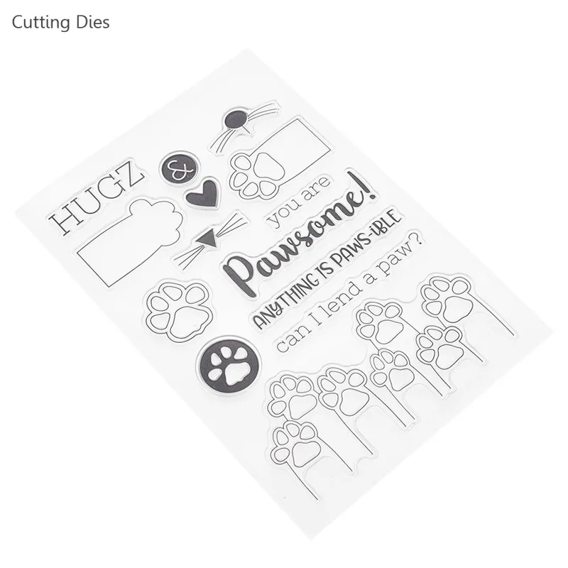 Прозрачный штамп с принтом лап мультяшного питомца для скрапбукинга фотоальбома