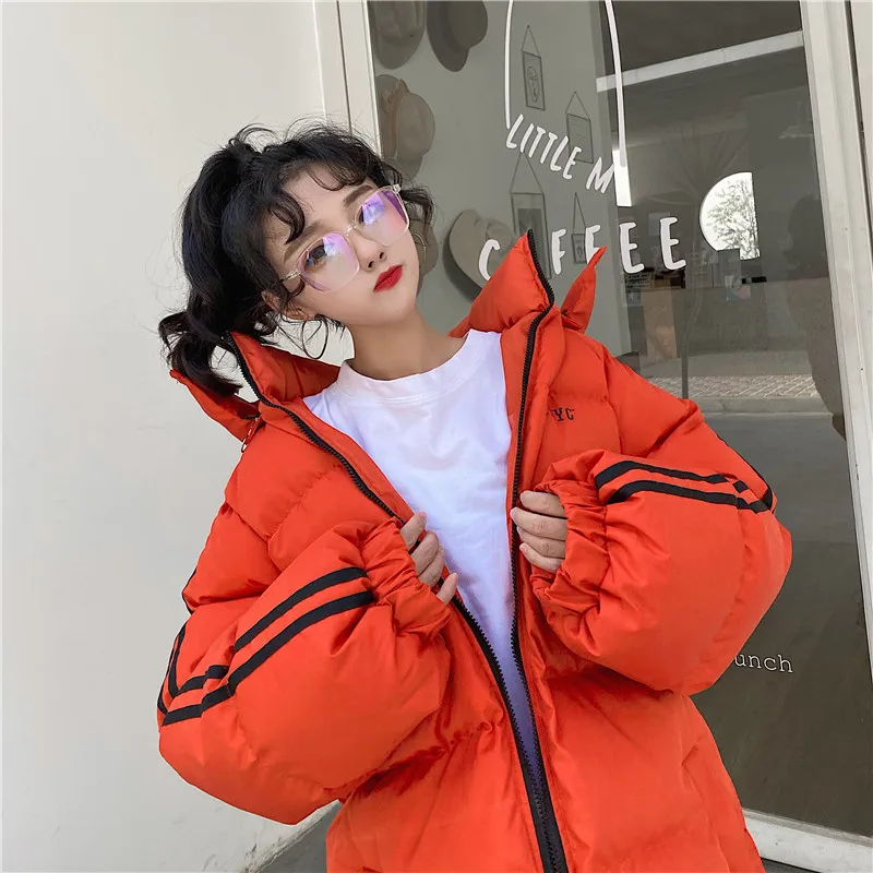 Зимняя Корейская Новинка 2020 Свободный Полосатый Топ для студентов утепленная