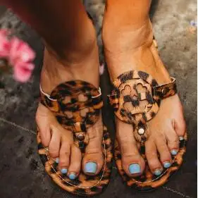 Женская летняя пляжная обувь на плоской подошве Женские шлепанцы-Вьетнамки