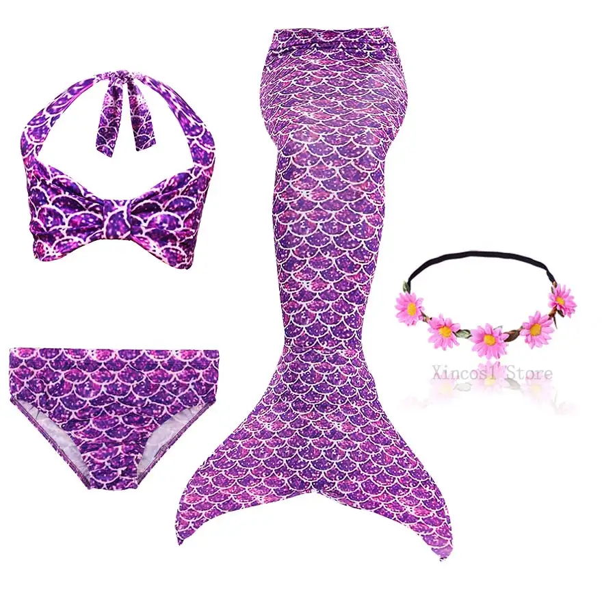 Package 3 NEW The Little Mermaid Tail with Garland Ariel Mermaid Swimsuit for Kids swimmable Bathing Suit Costume Cosplay - Цвет: Package 3