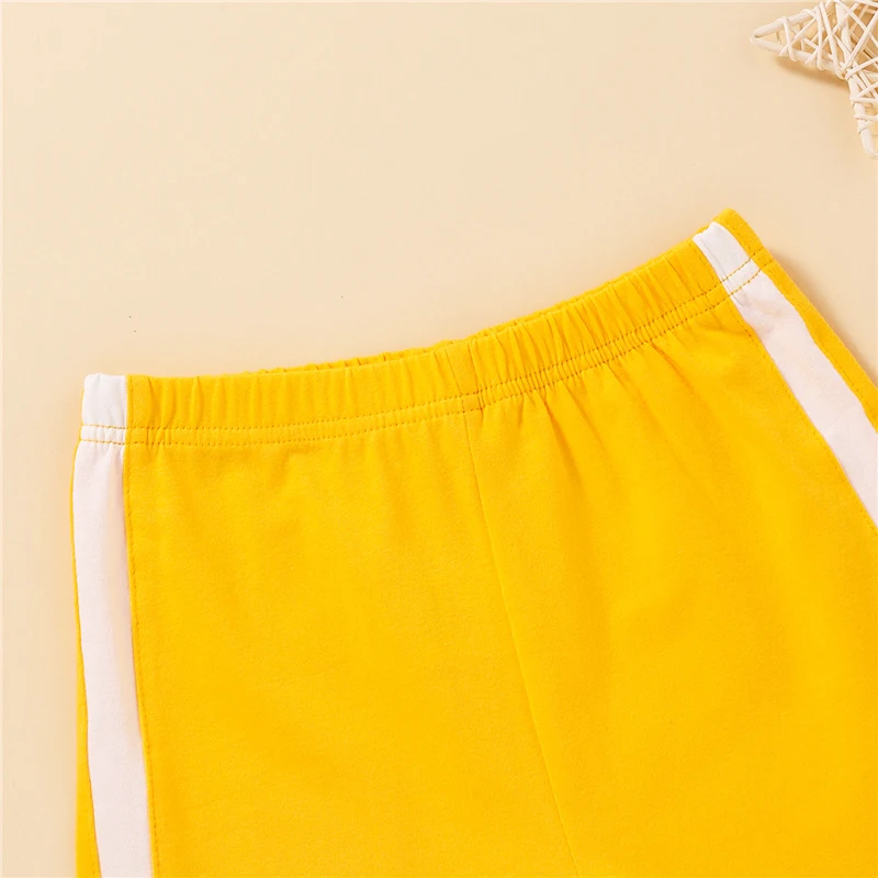 

2Pcs 4-9Year Children Girl SummerClothes Sets,Little Girl Letters Print Short-Sleeves T-Shirt+Match Color Elastic Waist Shorts