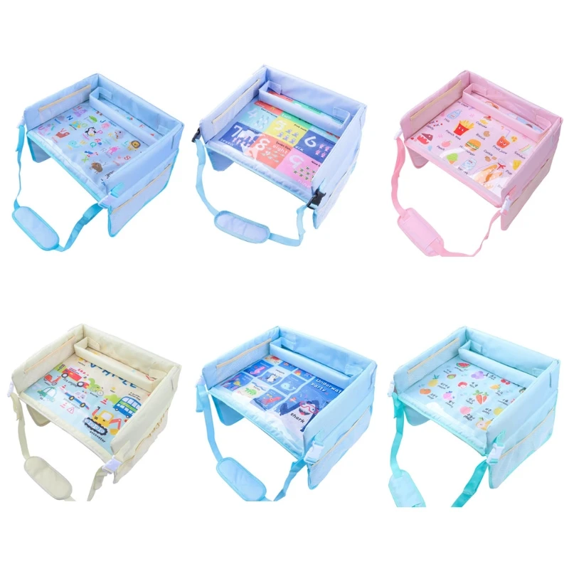 

Kids Travel Tray Toddler Car Seat Lap Table Art Supplies Storage Pockets Waterproof For Baby Children Drawing Writing