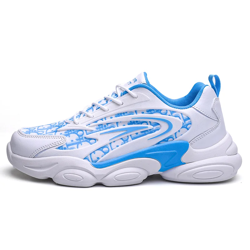 

White Blue Clunky Sneakers Men Fashion Comfort Casual Sneakers Green Street All-Match Non-Slip Platform Trainers Fast Shipping