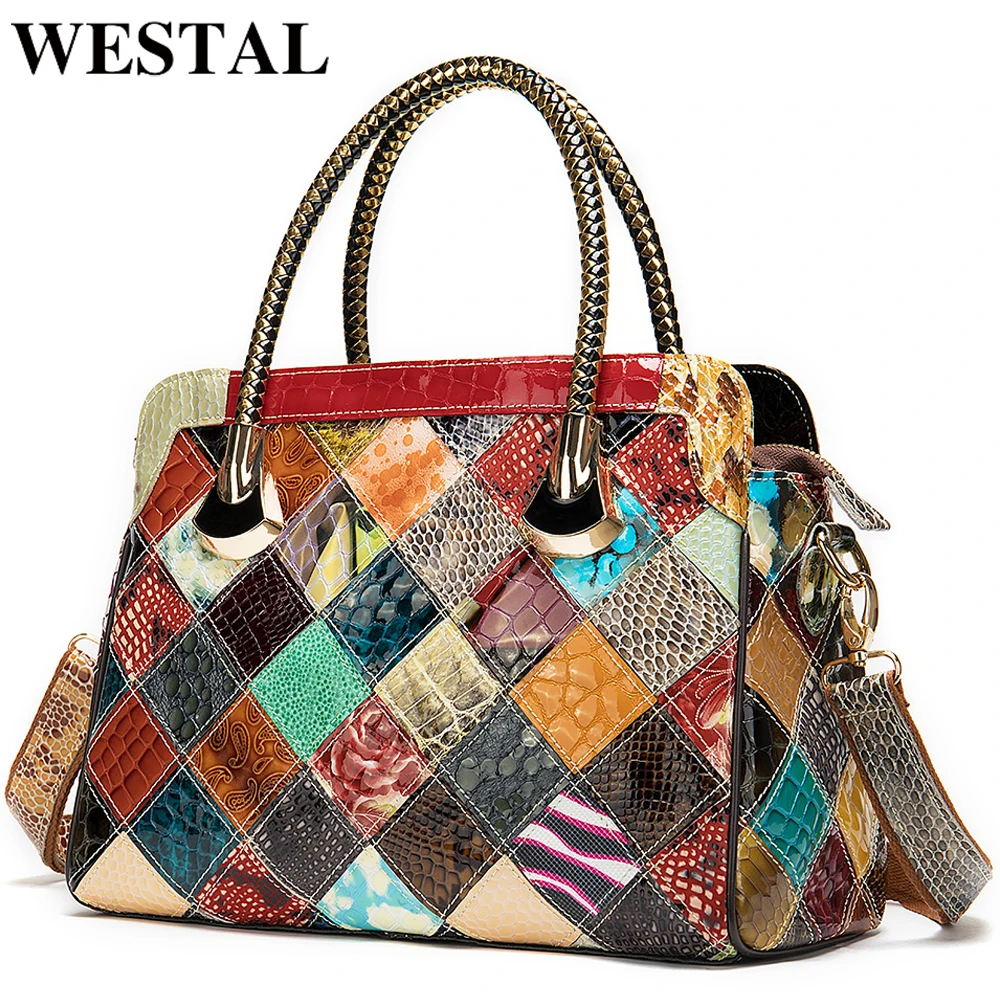 WESTAL womens genuine leather handbags women's leather luxury handbags women bags designer top-handle bags messenger bag female