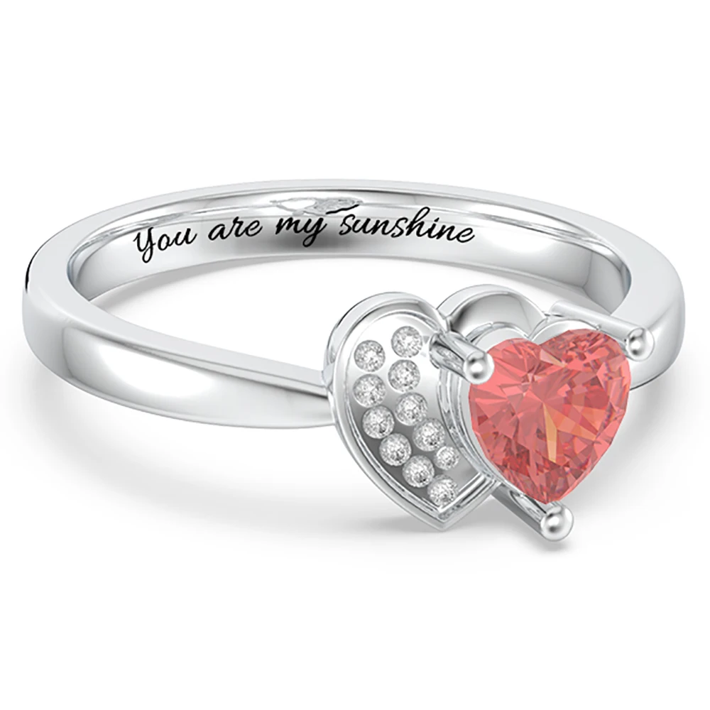 

Sweey Wholesale Customize Heart in Heart Promise Ring with Birthstone Personalized Unique Double Heart Ring Best Gift for Women
