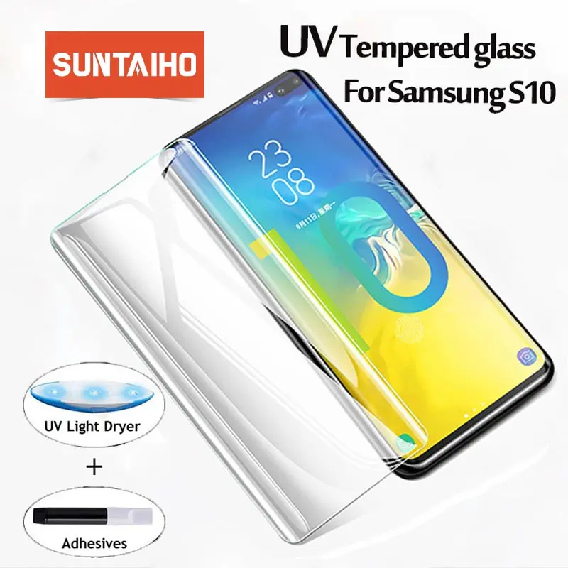 Suntaiho закаленное стекло для samsung Galaxy S10 S10plus S10E УФ жидкость полный клей для samsung S8 9 plus Note 8 9 Защита экрана