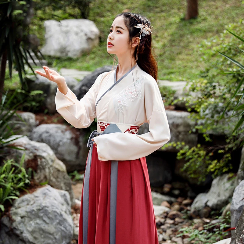 

Ancient Costumes Women Dress With Chinese Style Wei Jin Dynasty Elegant Clothes Classical Folk Dance Performance Dress VO1137