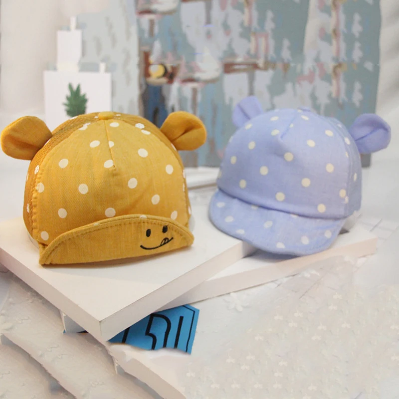 

Children Sun Hats Toddler Cap Cute Baseball Cap Cotton Cute Polka Dot Sun Hat Mesh Breathable Newborn Photography Prop Gift