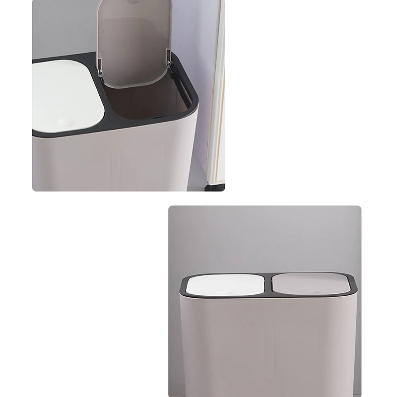

Trash Can Rectangle Plastic Push-Button Dual Compartment 12 Liter Recycling Waste Bin Garbage Can trash can 13 gallon trash cans