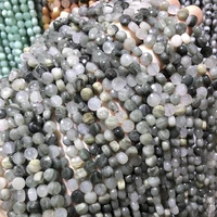 natural stone rutilated quartz beaded oblate faceted loose spacer beads for jewelry making diy necklace bracelet accessories