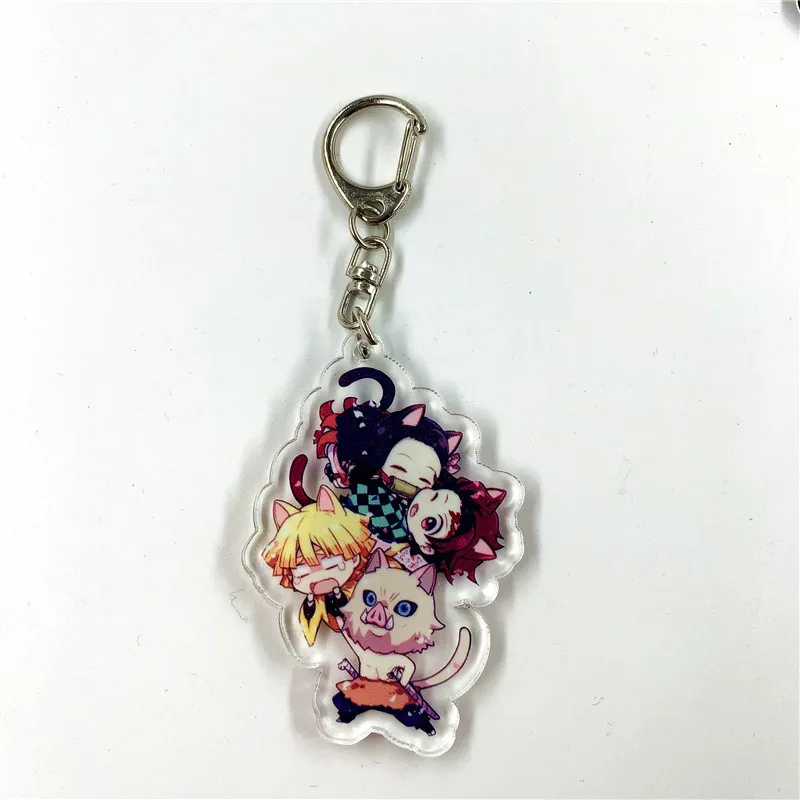 Лиловый Аниме Demon Slayer косплей реквизит брелок для ключей Kamado Tanjirou Kamado Nezuko Agatsuma Zenitsu Kimetsu No Yaiba Ключ Пряжка орнамент - Цвет: Лиловый