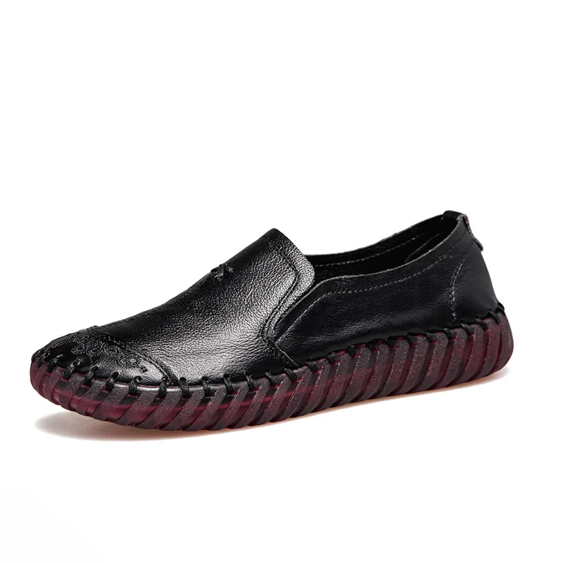 

Slip On Shoes For Women Female Footwear Round Toe Shallow Mouth Genuine Leather Sneakers All-Match Soft Autumn Slip-on Grandma D