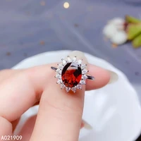 kjjeaxcmy boutique jewelry 925 sterling silver inlaid natural garnet gemstone ladies ring support detection fashion