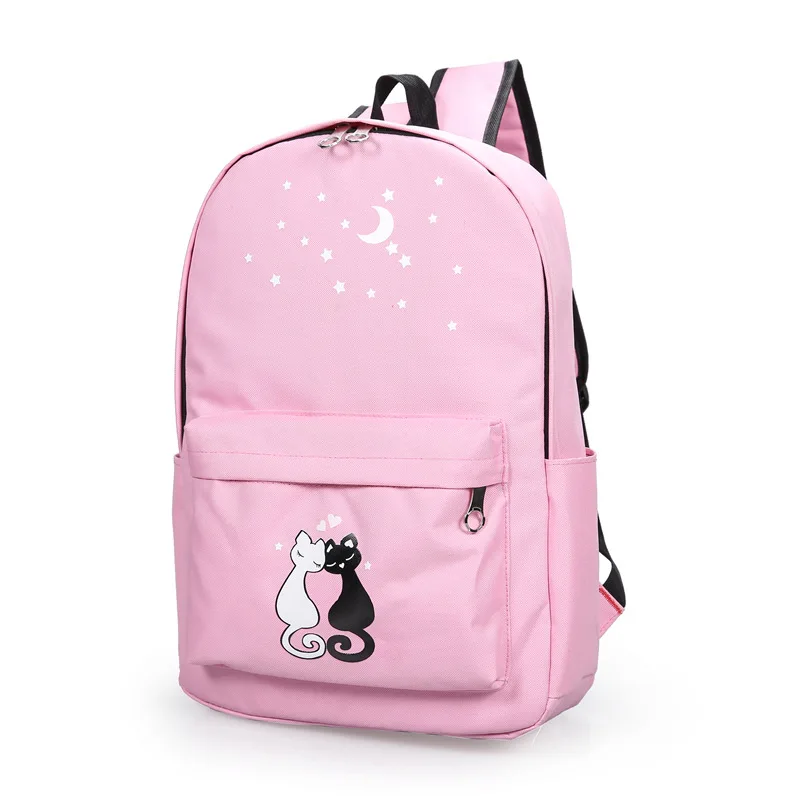 Простой стиль холщовые рюкзаки для женщин наплечная сумка с принтом мультяшного