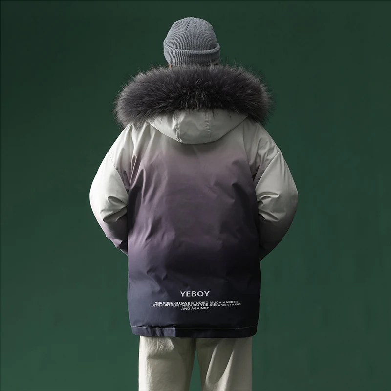 Парка пуховик с подкладкой и меховым воротником в стиле хип хоп|Мужские парки| |
