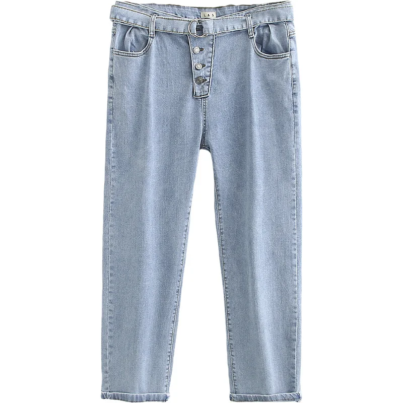 Женские джинсы весна 2020 модные женские штаны высокая талия большой размер косая