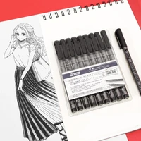 sta 9pcs tip fine liner art marker drawing pen fade proof micron black sketch water marker pen for manga office school set