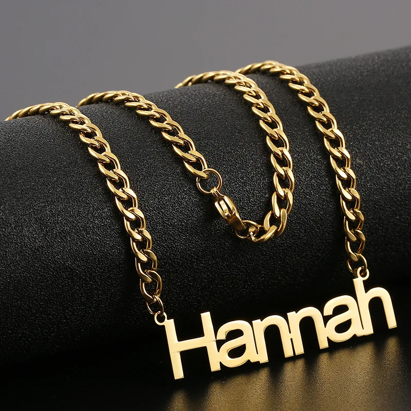 

Customized Stainless Steel Nameplate Necklace Personalized Custom Letters Pendant Neck For Men and Women Jewelry Gift