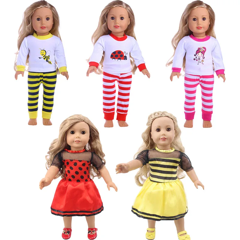 

Одежда для кукол милый костюм пчела маленький узор насекомое для 18 дюймовых американских кукол и 43 см Новорожденный ребенок наше поколение,...