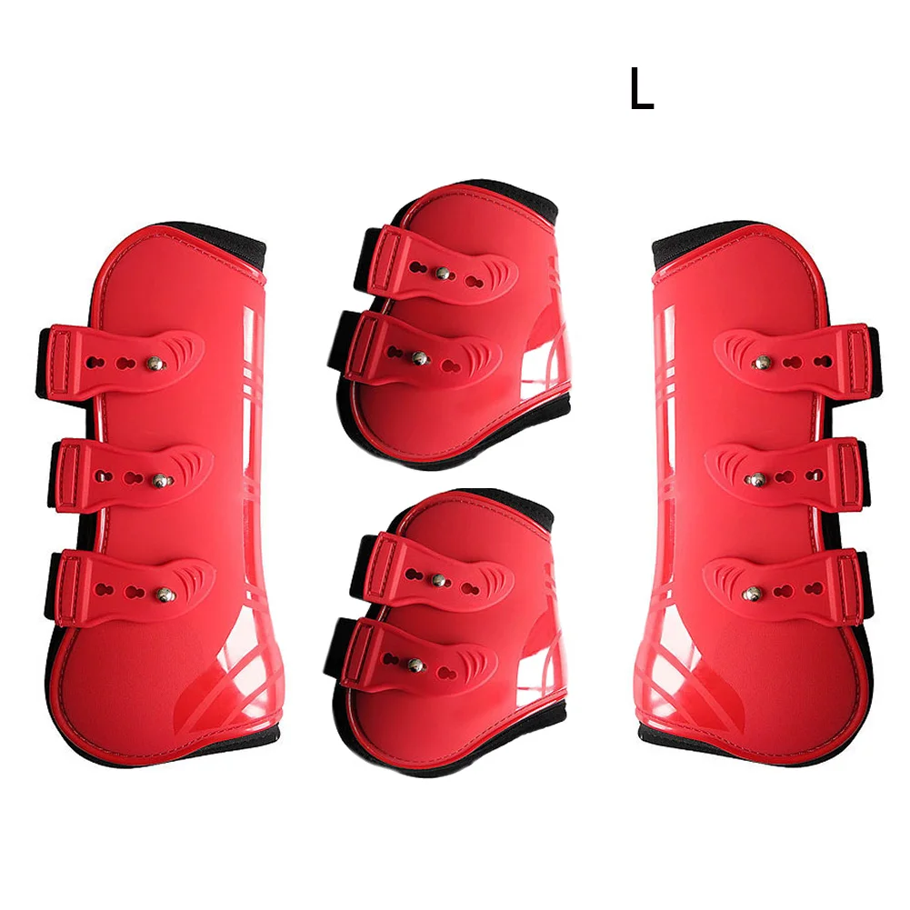 

Equestrian Guard Riding Adjustable Practical Horse Leg Boots Front Hind Brace Outdoor Farm Protection Wrap PU Leather Durable