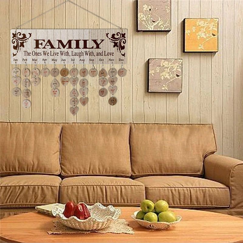 Calendars Wooden American Country Style Calendar Listing Family Birthday Reminder Message Board Plaque Wall Hangings Decoration | Дом и сад