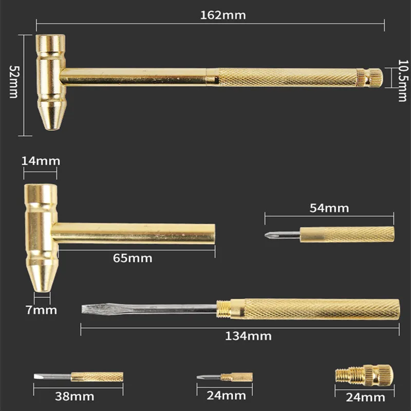 5 в 1 Многофункциональный медный мини молоток многофункциональная отвертка