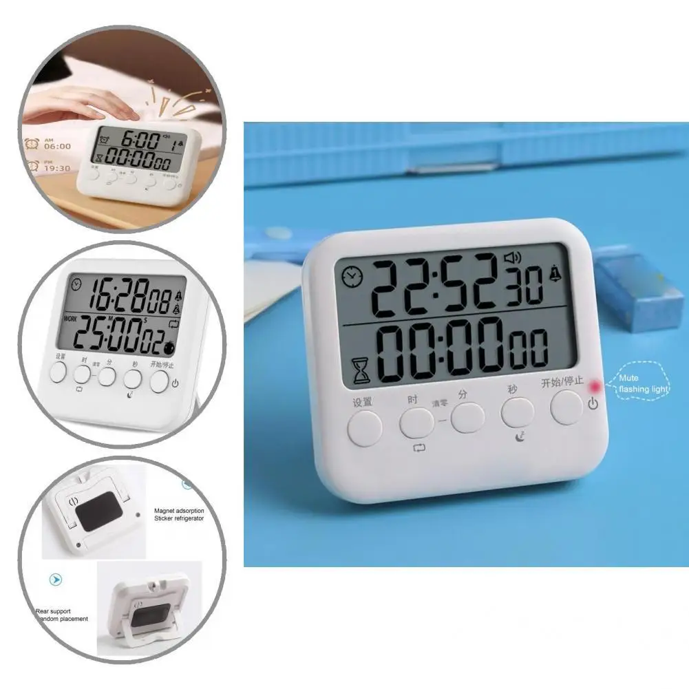 

High Quality Study Timer Foldable Bracket Plastic 100 Hour Dual Countup Kitchen Timer Digital Timer Alarm Clock