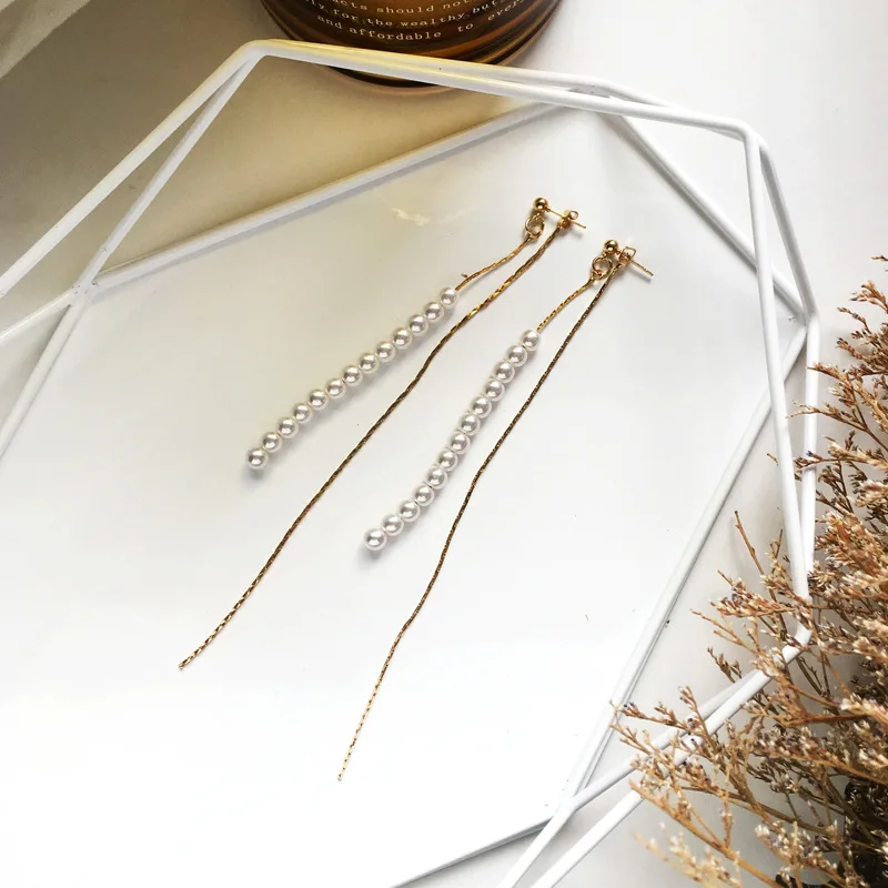 Модные серьги с жемчугом в японском и корейском ретро стиле простые кисточками