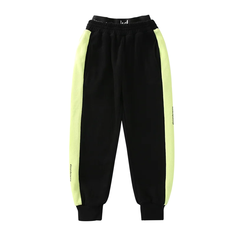 Осенняя одежда для девочек хлопковые брюки цвет: черный трикотажные штаны на