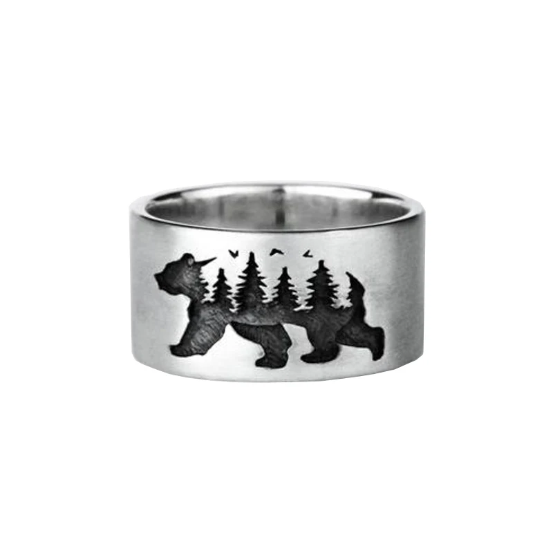 Винтажные широкие простые украшения в стиле панк виде медведя и леса роскошные